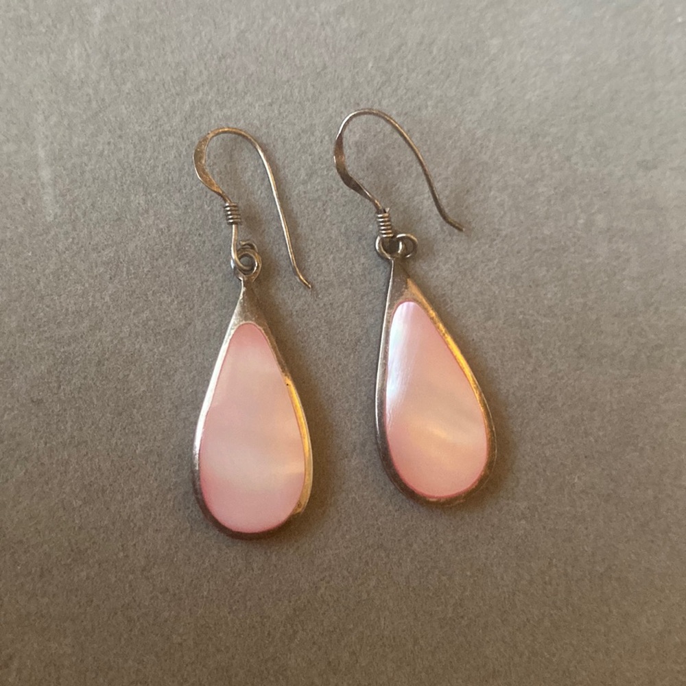 Sterling Silver Light Pink Stone Teardrop Shape
Earrings